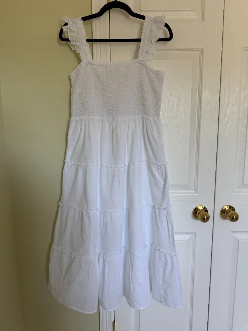 J.Crew White Midi Dress | Ruffle Straps | Size M